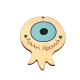 Wooden Pendant Pomegranate Eye "Καλή Χρονιά" Four Leaf Clover 62x80mm