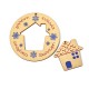 Wooden Pendant Round with House 90mm & 53x50mm (2pcs/Set)