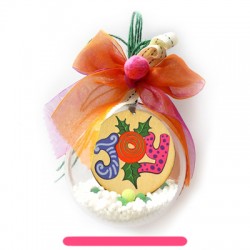 Pendentif rond en bois « Joie » 75 mm