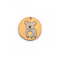 Pendentif rond en bois Koala 35 mm