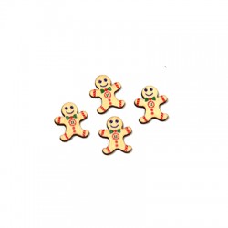 Petit Bonhomme Biscuit Porte-Bonheur en bois à dos plat 13 x 14 mm