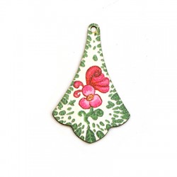 Pendentif en bois Irrégulier Fleurs 35 x 55 mm
