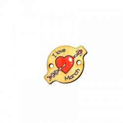 Connecteur Ovale en bois en Forme de cœur « I love March » 24 x 18 mm