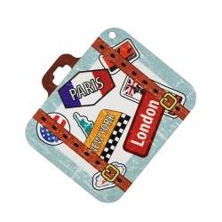 Pendentif en bois Valise pays 70 x 65 mm