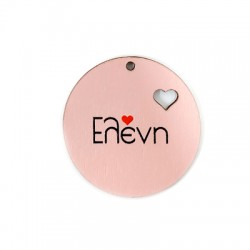 Pendentif rond en bois « Ελένη » cœur 45 mm