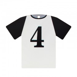 Pendentif en bois en Forme de Maillot de Football « 4 » 66 x 54 mm
