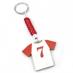 Pendentif en bois en Forme de Maillot de Football « 7 » 66 x 54 mm