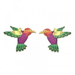 Wooden Pendant Violetear Set (Suitable for Earrings) 58x38mm (NOT FOR SALE IN PORTUGAL)