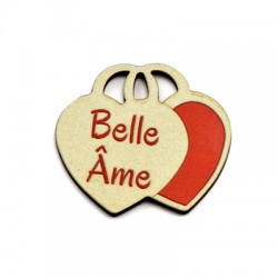 Ciondolo di Legno Cuore Doppio "Belle Ame" 39x35mm