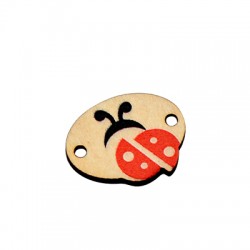 Conector Ovalado de Madera con Forma de Mariquita 21 x 16 mm