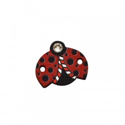 Connecteur en bois Coccinelle avec Strass 16 x 14 mm