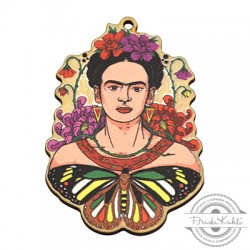 Pendentif en bois Frida Kahlo 39 x 55 mm