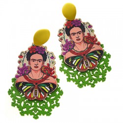 Pendentif en bois Frida Kahlo 39 x 55 mm