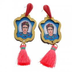 Cadre Pendentif en bois Frida Kahlo 25 x 35 mm
