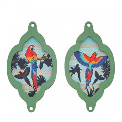Cadre Pendentif en bois Perroquet 34 x 60 mm (2 Pièces/Set)