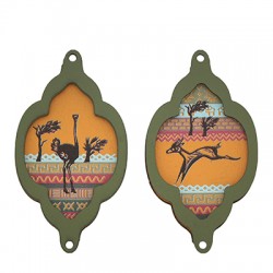Cadre Pendentif en bois Autruche Antilope 34 x 60 mm (2 Pièces/Lot)