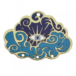 Pendentif en bois Nuages avec œil Maléfique 50 x 35 mm