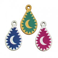 Colgante de Madera Gota con Luna 13x18mm