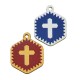 Wooden Charm Hexagon Cross 19mm