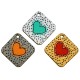 Pendentif en bois en Forme de Losange avec cœur 23 mm