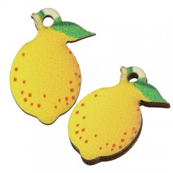 Breloque en bois Citron 13 x 19 mm