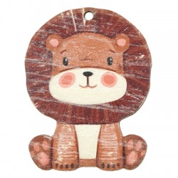 Pendentif en bois Lion 38 x 49 mm