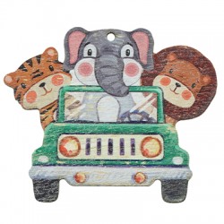 Ciondolo in Legno con Animali 70X57 mm