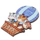 Wooden Pendant Balloon with Animals 56x70mm
