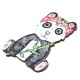 Pendentif en bois ours Panda avec Fleurs 52 x 68 mm