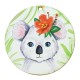 Pendentif rond en bois Koala avec Fleur 48 mm