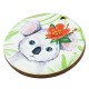 Ciondolo Rotondo in Legno con Koala e Fiore 48 mm