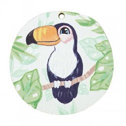Pendentif rond en bois Toucan 48 mm