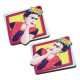 Ξύλινα Σκουλαρίκια Ρόμβος Frida Kahlo 49x51mm (2τμχ/Σετ)