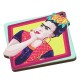 Wooden Earrings Rhombus Frida Kahlo 49x51mm (2pcs/Set)