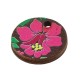 Breloque Ronde en bois avec Fleur et Feuille 15 mm
