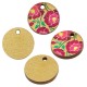 Breloque Ronde en bois avec Fleur et Feuille 15 mm