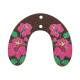 Wooden Pendant Horseshoe with Flower Leaf & 2 Hoops 39x33mm