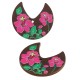 Wooden Charm Semicircle with Flower & Leaf 28x26mm