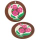 Wooden Pendant Round with Flower & Leaf 40mm