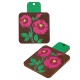 Pendentif Carré en bois avec Fleur et Feuille 38 x 52 mm