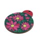 Pendentif rond en bois avec Fleur et Feuille 44 x 53 mm