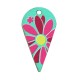 Wooden Charm Teardrop with Flower 13x25mm