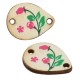 Wooden Connector Teardrop with Flower & Leaf 14x18mm