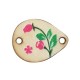 Wooden Connector Teardrop with Flower & Leaf 14x18mm