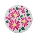 Ciondolo Rotondo in Legno con Fiore e Foglia 54 mm
