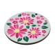 Ciondolo Rotondo in Legno con Fiore e Foglia 54 mm