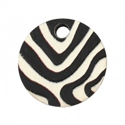 Breloque Ronde en bois avec Lignes 15 mm