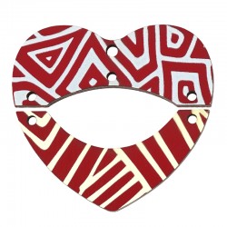 Pendentif en bois en Forme de cœur 45 x 42 mm (2 Pièces/Ensemble)
