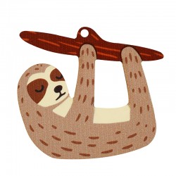 Pendentif en bois Paresseux 48 x 53 mm