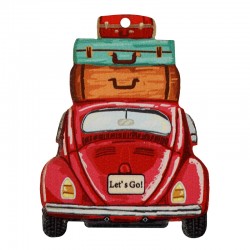 Wooden Pendant Car “Let’s Go!” with Suitcases 45x60mm